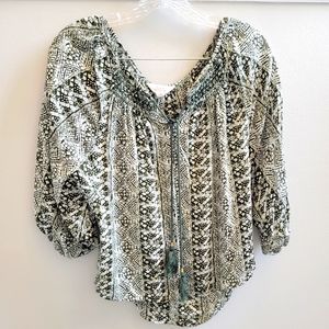 Sun & Shadow Olive Green Print Blouse - XS